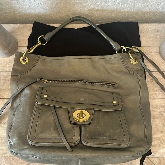 Coach Hampton Vintage Leather Hobo Large Brass Grey with Wallet!! - Picture 4 of 16
